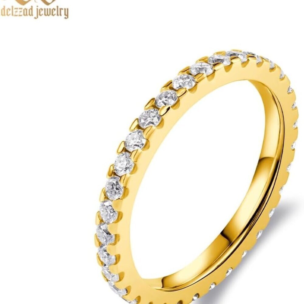 Sterling Silver Moissanite Stackable Ring 2mm Gif… - image 8